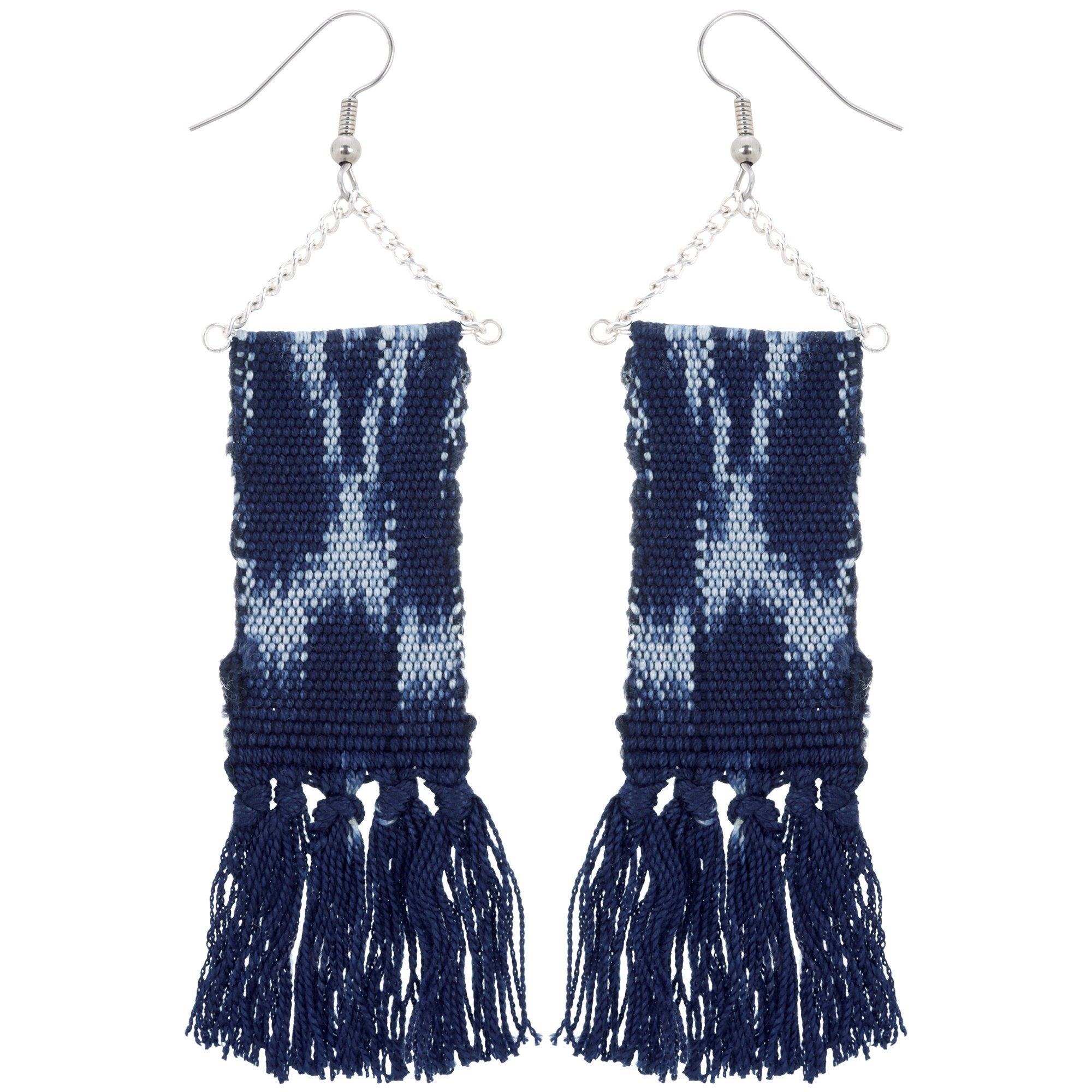 Woven Ikat Fringe Earrings - Aaria Tees Aaria Tees