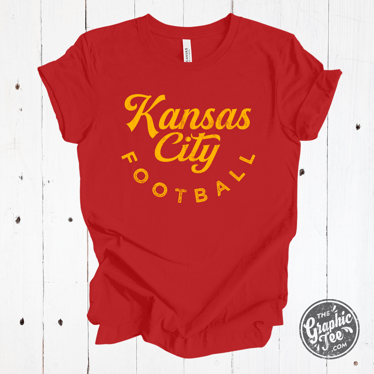 YOUTH Kansas City Football Red and Gold Short Sleeve Tee - Aaria Tees
