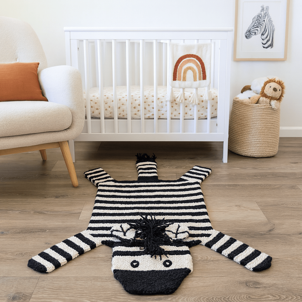 Organic Wool Play Mat + Nursery Rug  | Zebra - Aaria Tees Aaria Tees
