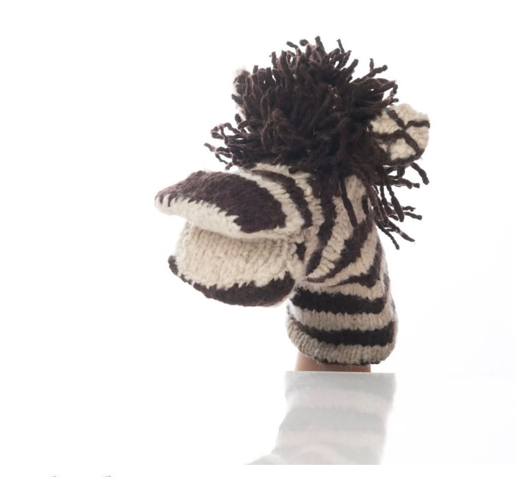Organic Wool Knit Hand Puppet  | Zachary the Zebra - Aaria Tees Aaria Tees