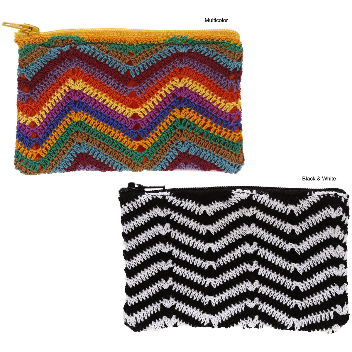Zig Zag Crochet Coin Purse/Zipper Pouch - Aaria Tees