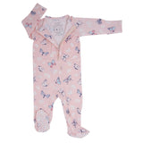 Pink Butterfly Daisy Bamboo Zipper Footie Aaria Tees