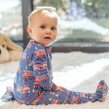 Blue Fire Truck Zipper Footie Aaria Tees