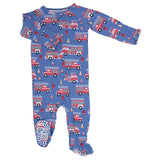 Blue Fire Truck Zipper Footie Aaria Tees