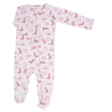 Pink Western Boots Zipper Footie Aaria Tees