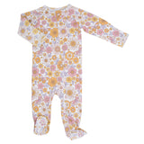 Retro Vintage Flowers Zipper Footie Aaria Tees