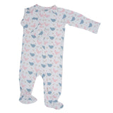 Pink Farm Hens Bamboo Zipper Footie Aaria Tees