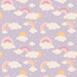 Lavender Rainbows and Clouds Zipper Footie Aaria Tees