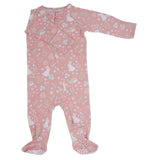 Pink Bunny Floral Zipper Footie Aaria Tees