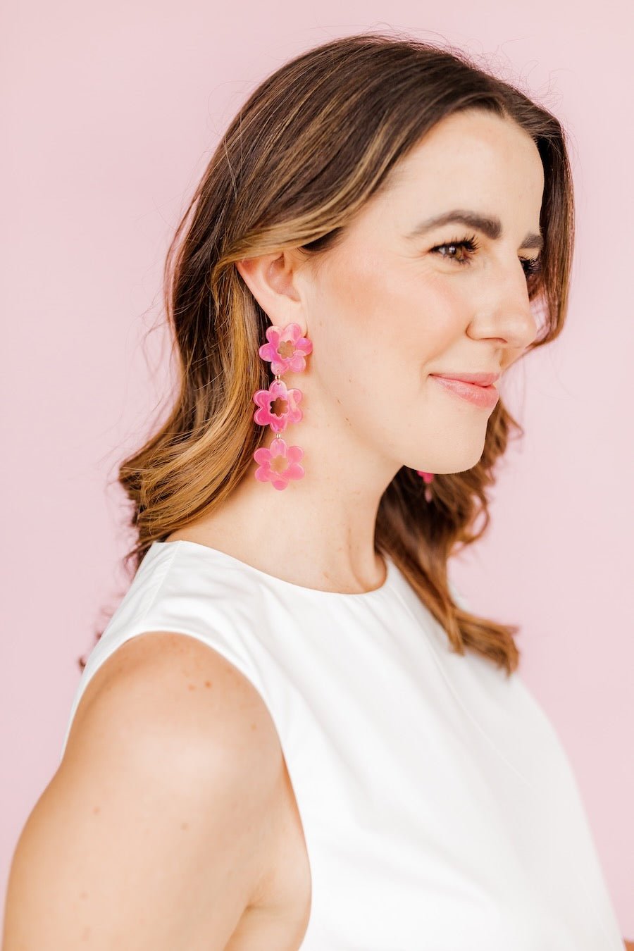 Zoey Statement Earrings - Azalea Pink - Aaria Tees Aaria Tees
