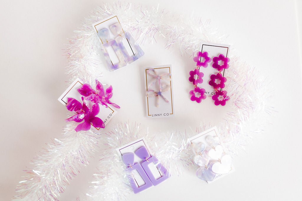 Zoey Statement Earrings - Orchid Purple - Aaria Tees Aaria Tees