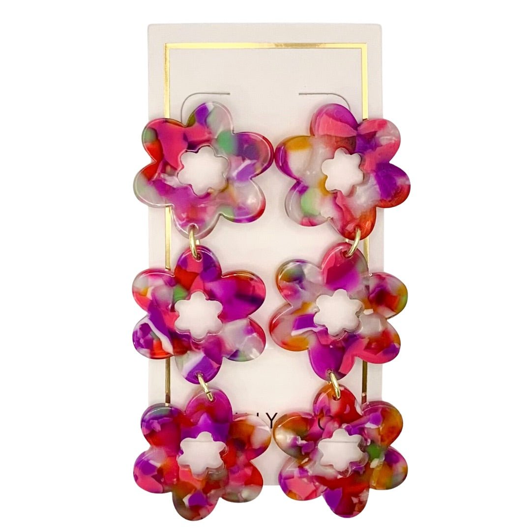 Zoey Statement Earrings - Pink Multi - Aaria Tees Aaria Tees